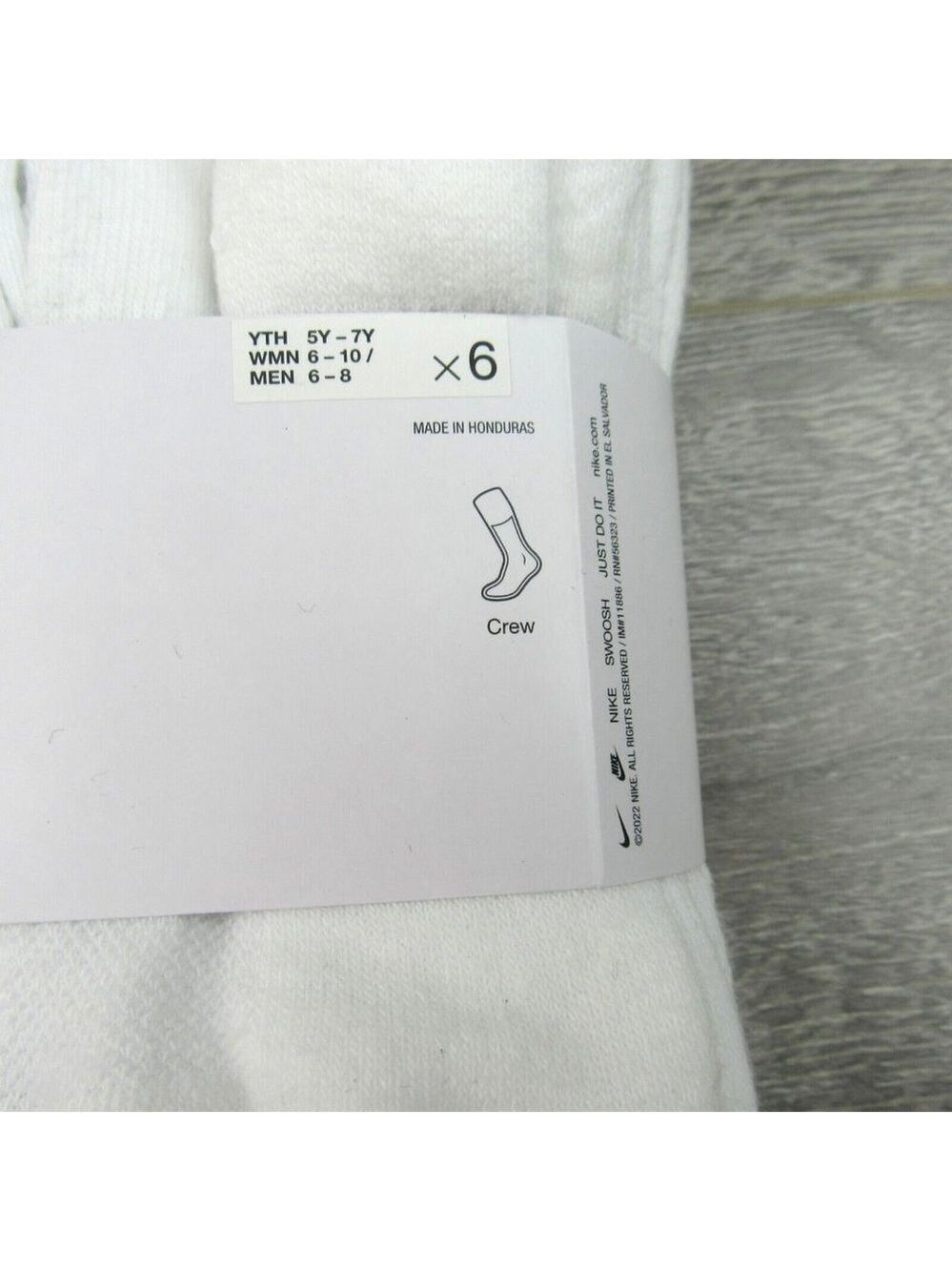 Nike Everyday Plus Dri-Fit Crew Socks White 6 Pack Womens 6-10 / Youth 5Y-7Y NEW - Picture 5 of 9